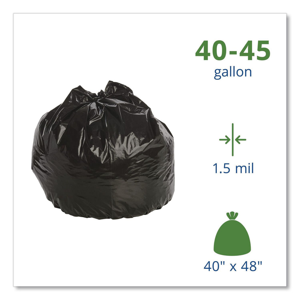 Total Recycled Content Plastic Trash Bags, 45 gal, 1.5 mil, 40" x 48", Brown/Black, 100/Carton