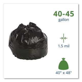 Total Recycled Content Plastic Trash Bags, 45 gal, 1.5 mil, 40" x 48", Brown/Black, 100/Carton
