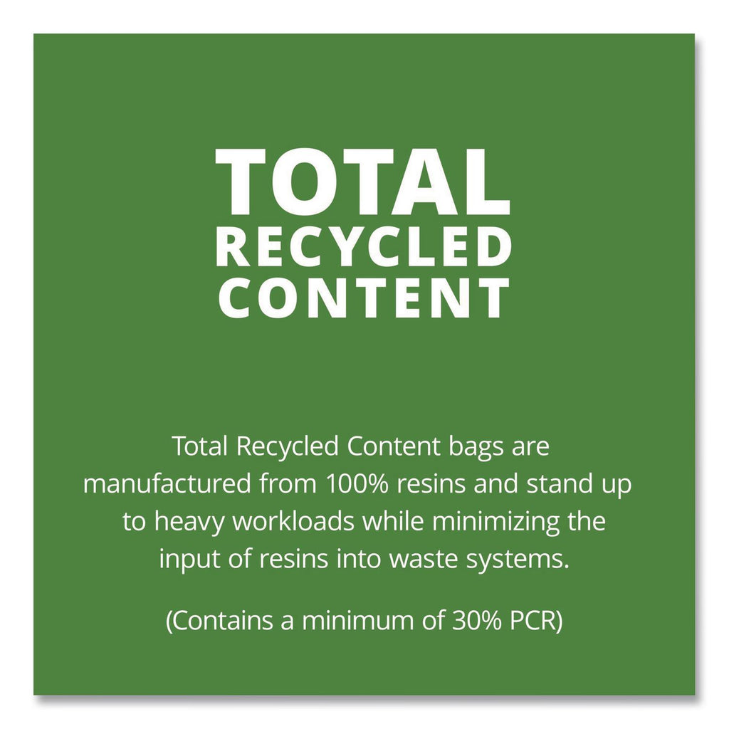 Total Recycled Content Plastic Trash Bags, 45 gal, 1.5 mil, 40" x 48", Brown/Black, 100/Carton