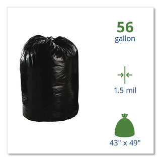 Total Recycled Content Plastic Trash Bags, 56 gal, 1.5 mil, 43" x 49", Brown/Black, 100/Carton