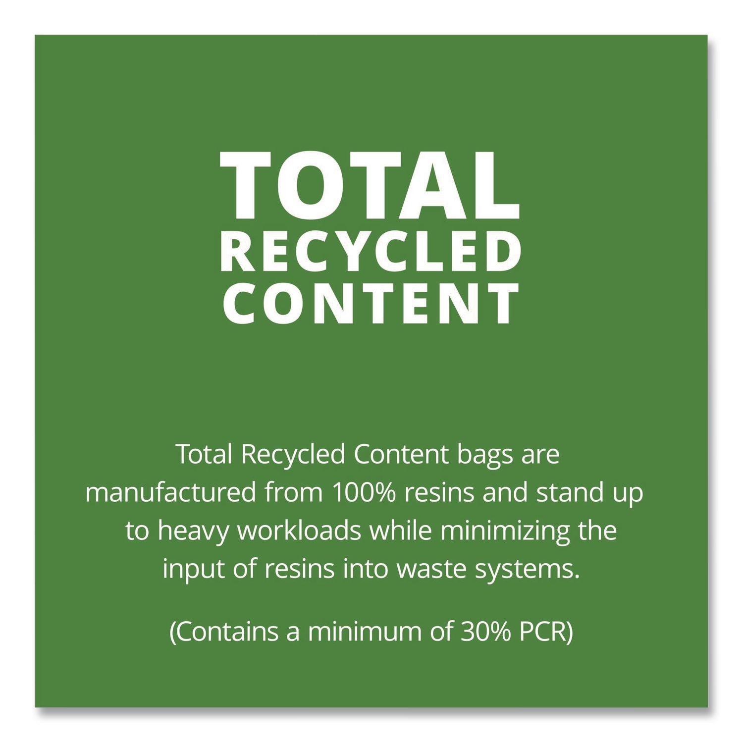 Total Recycled Content Plastic Trash Bags, 65 gal, 1.5 mil, 50" x 51", Brown/Black, 100/Carton