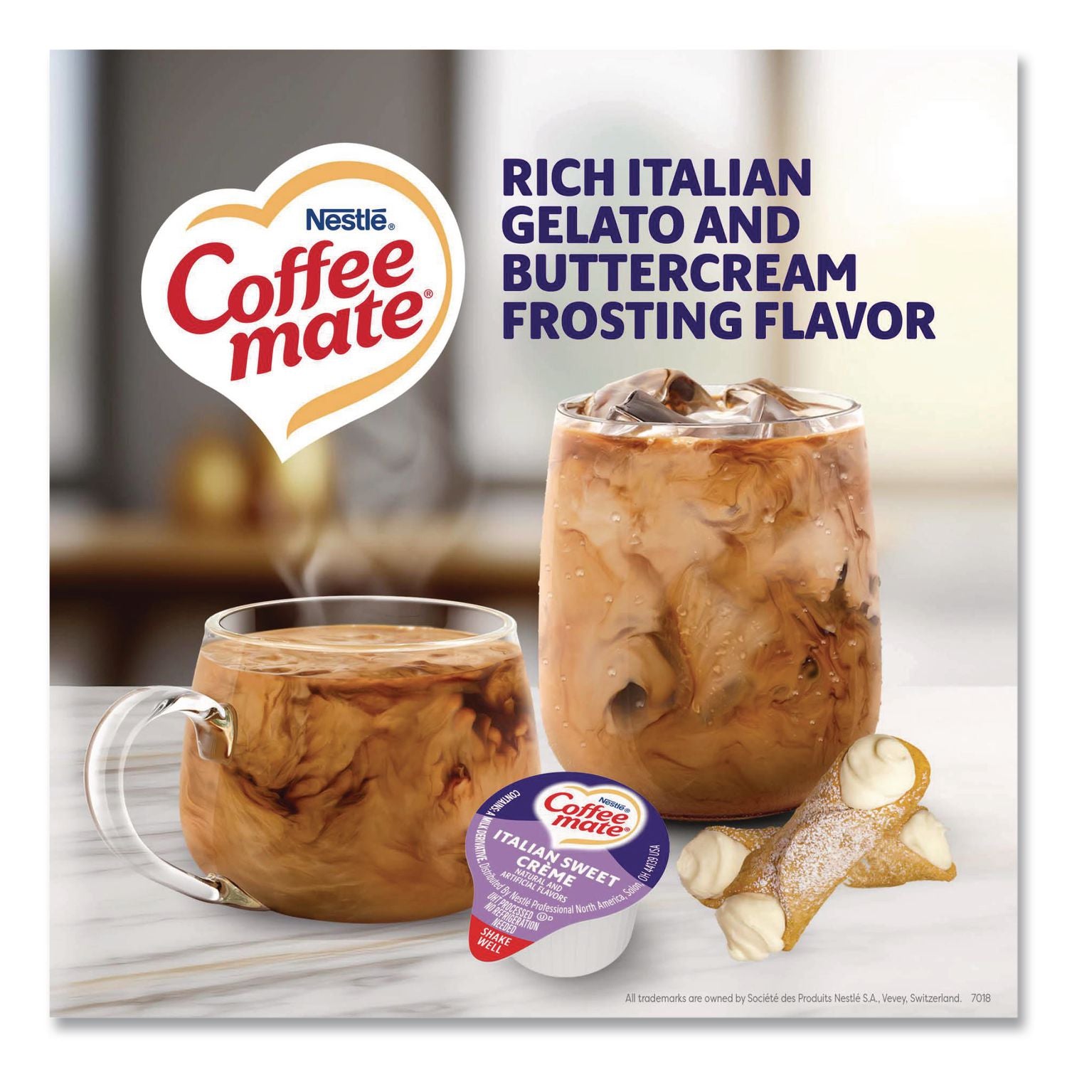 180 Count Bulk Liquid Coffee Creamer, Italian Sweet Creme, 0.38 oz, 180/Carton