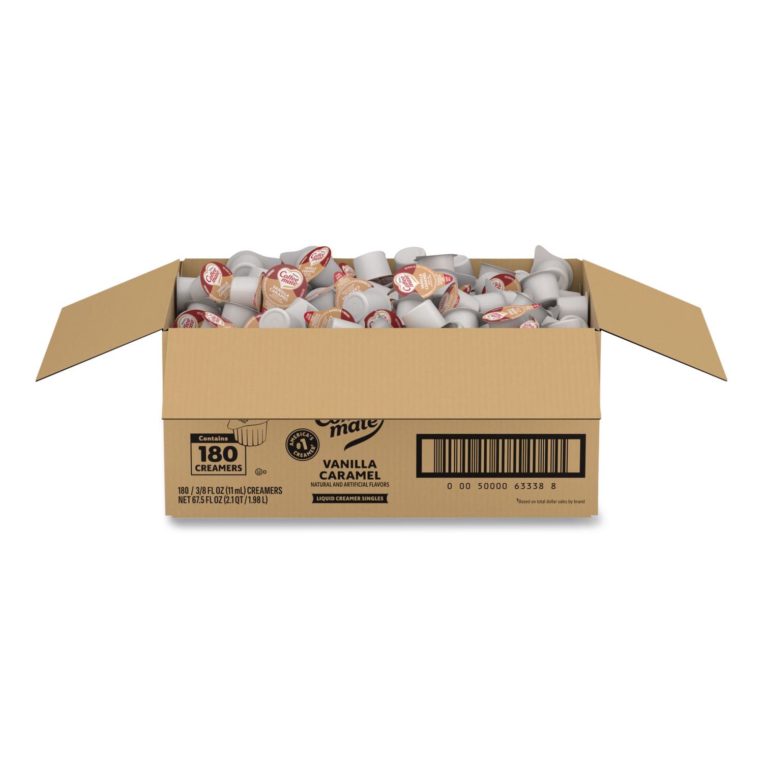 180 Count Bulk Liquid Coffee Creamer, Vanilla Caramel, 0.38 oz, 180/Carton