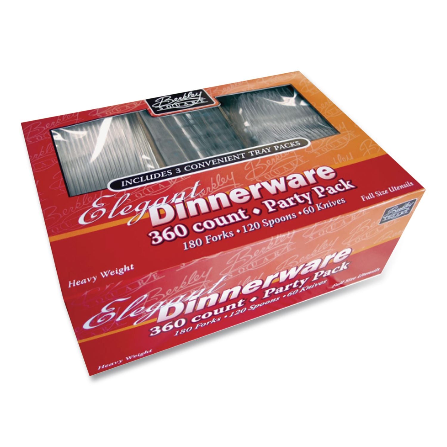 Heavyweight Party Pack, Forks, Knives, Spoons, Clear, 360/Pack