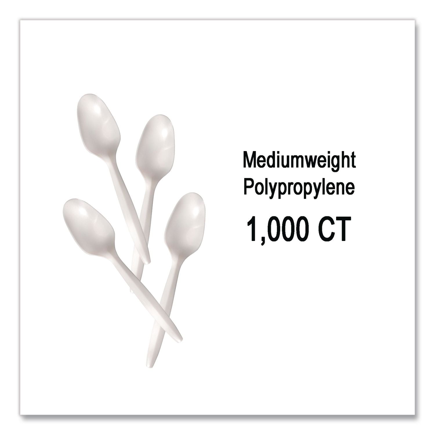 Mediumweight Polypropylene Cutlery, Spoon, White, 1,000/Carton