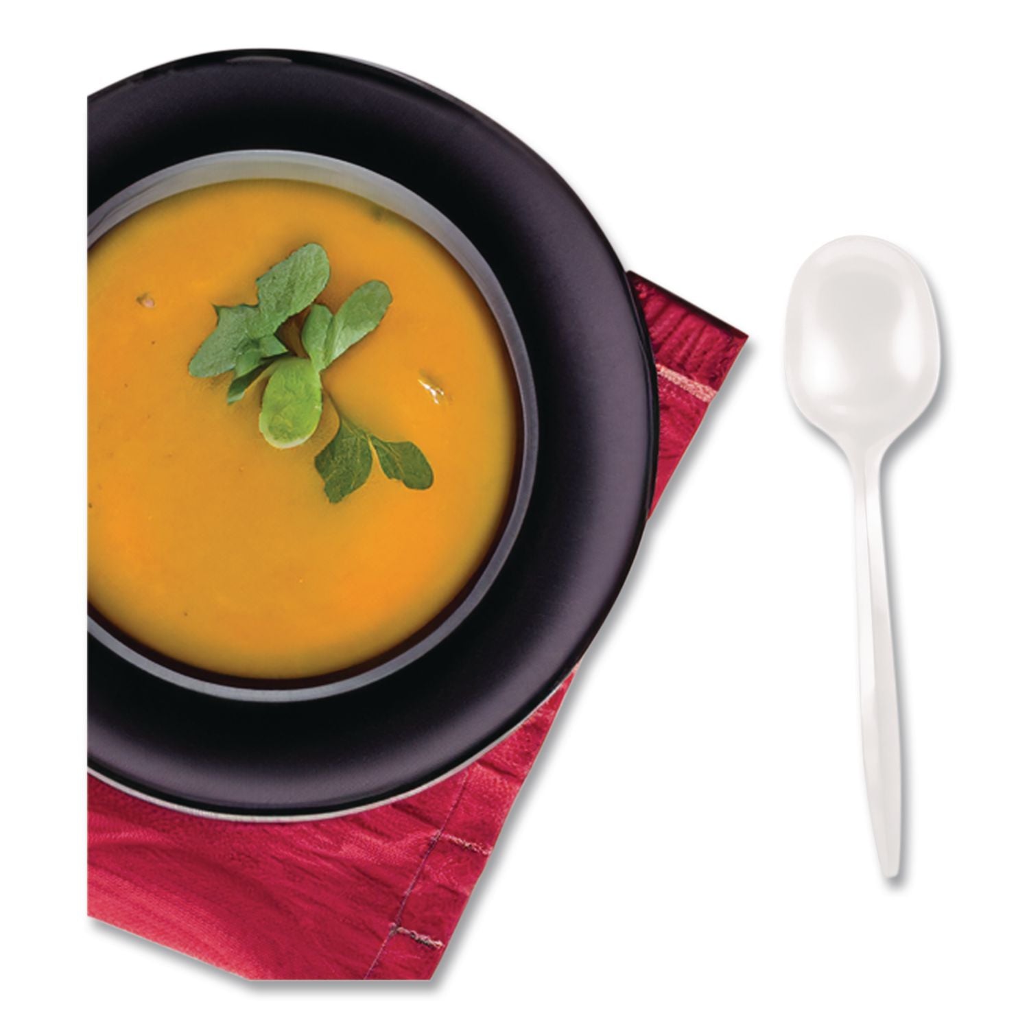 Mediumweight Polypropylene Cutlery, Soup Spoon, White, 1,000/Carton