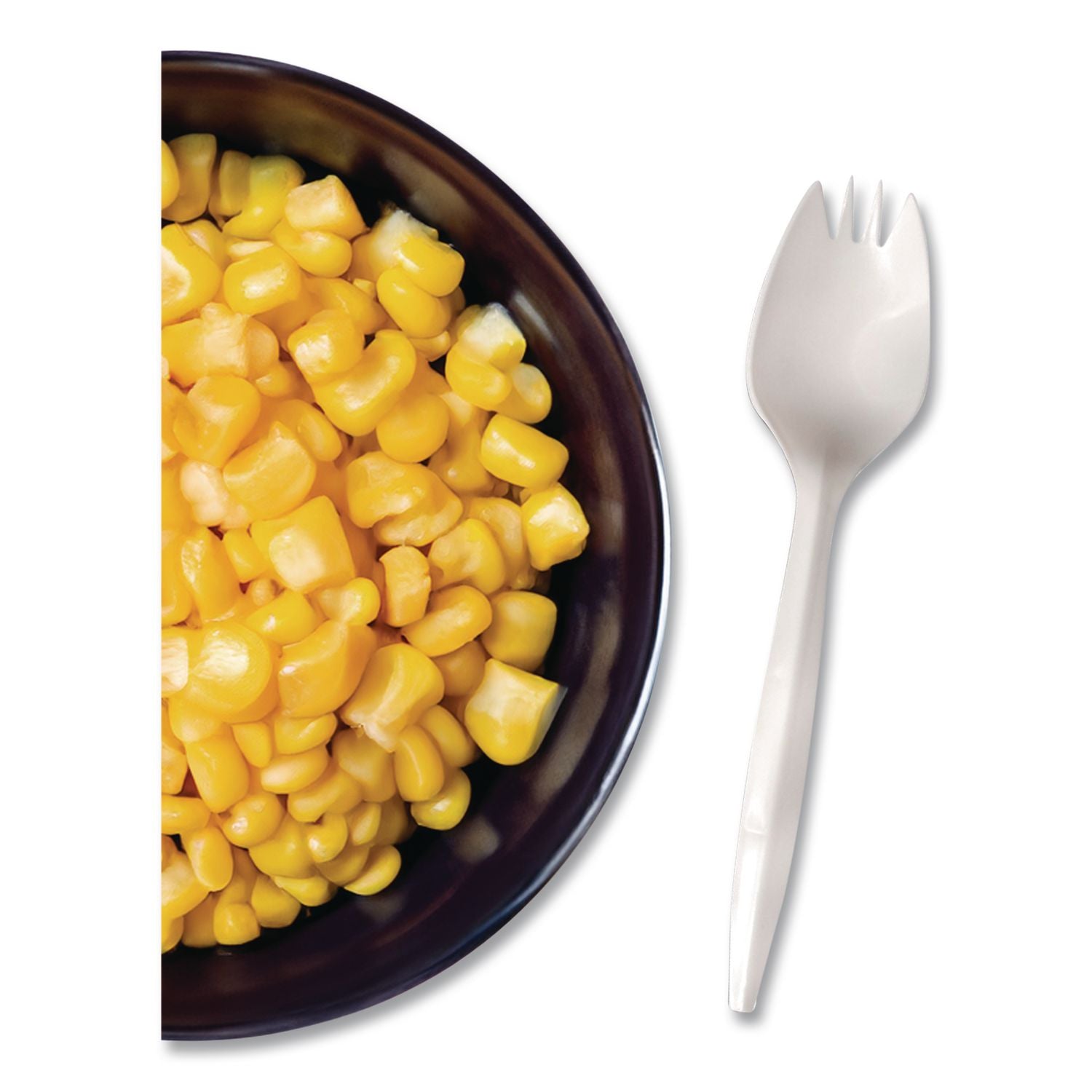 Mediumweight Polypropylene Cutlery, Spork, White, 1,000/Carton