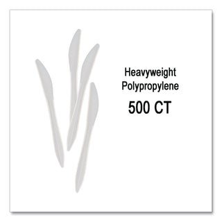 Elegant Dinnerware Heavyweight Cutlery, Polystyrene, Knife, White, 500/Box