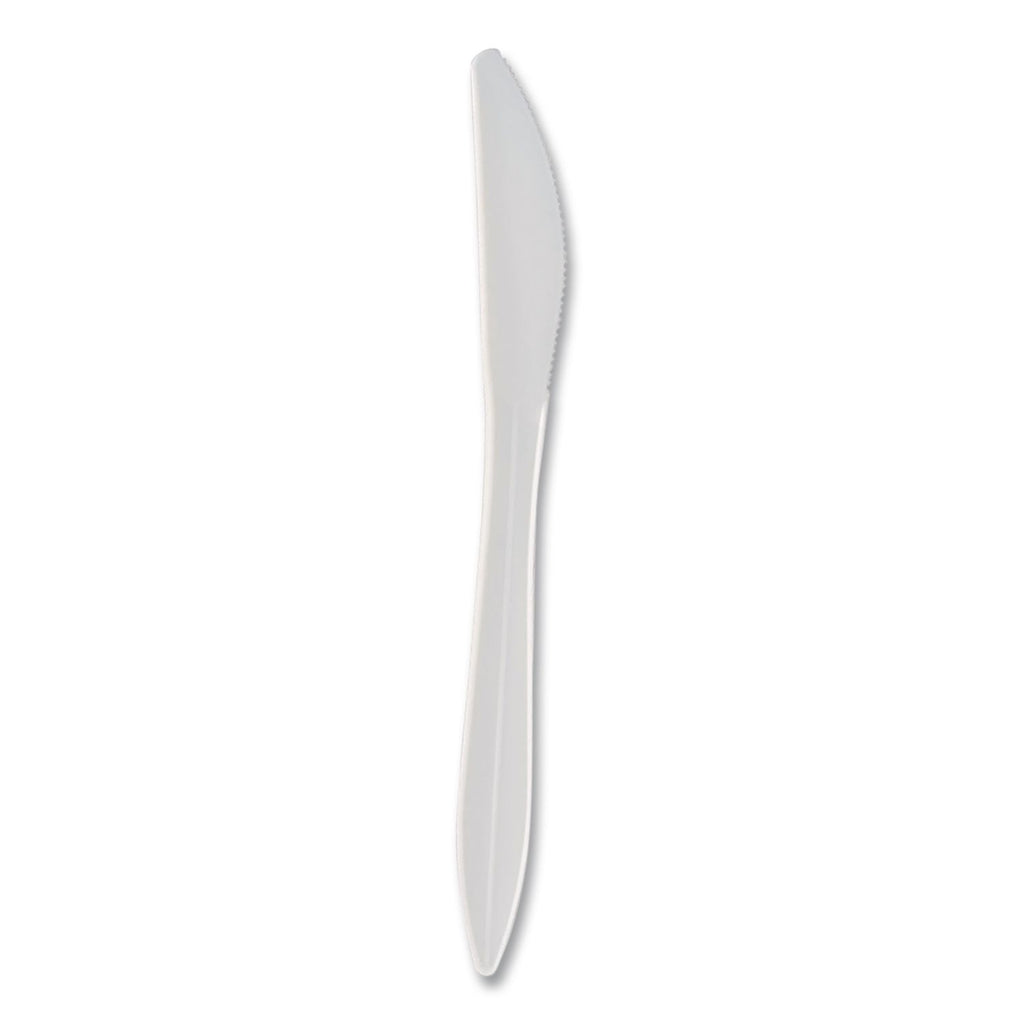 Elegant Dinnerware Heavyweight Cutlery, Polystyrene, Knife, White, 500/Box