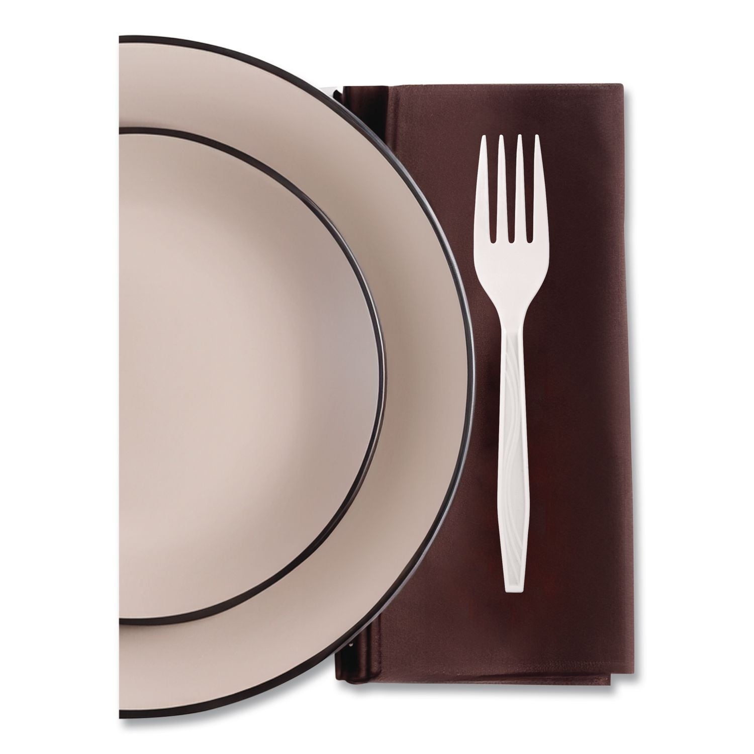 Elegant Dinnerware Heavyweight Cutlery, Polystyrene, Fork, White, 500/Box