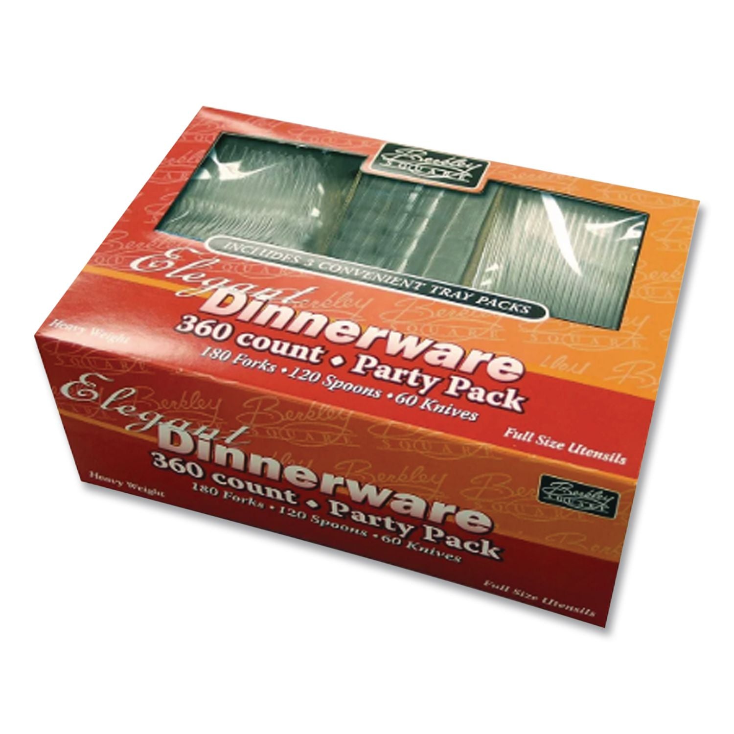 Heavyweight Party Pack, Forks, Knives, Spoons, Clear, 360/Pack