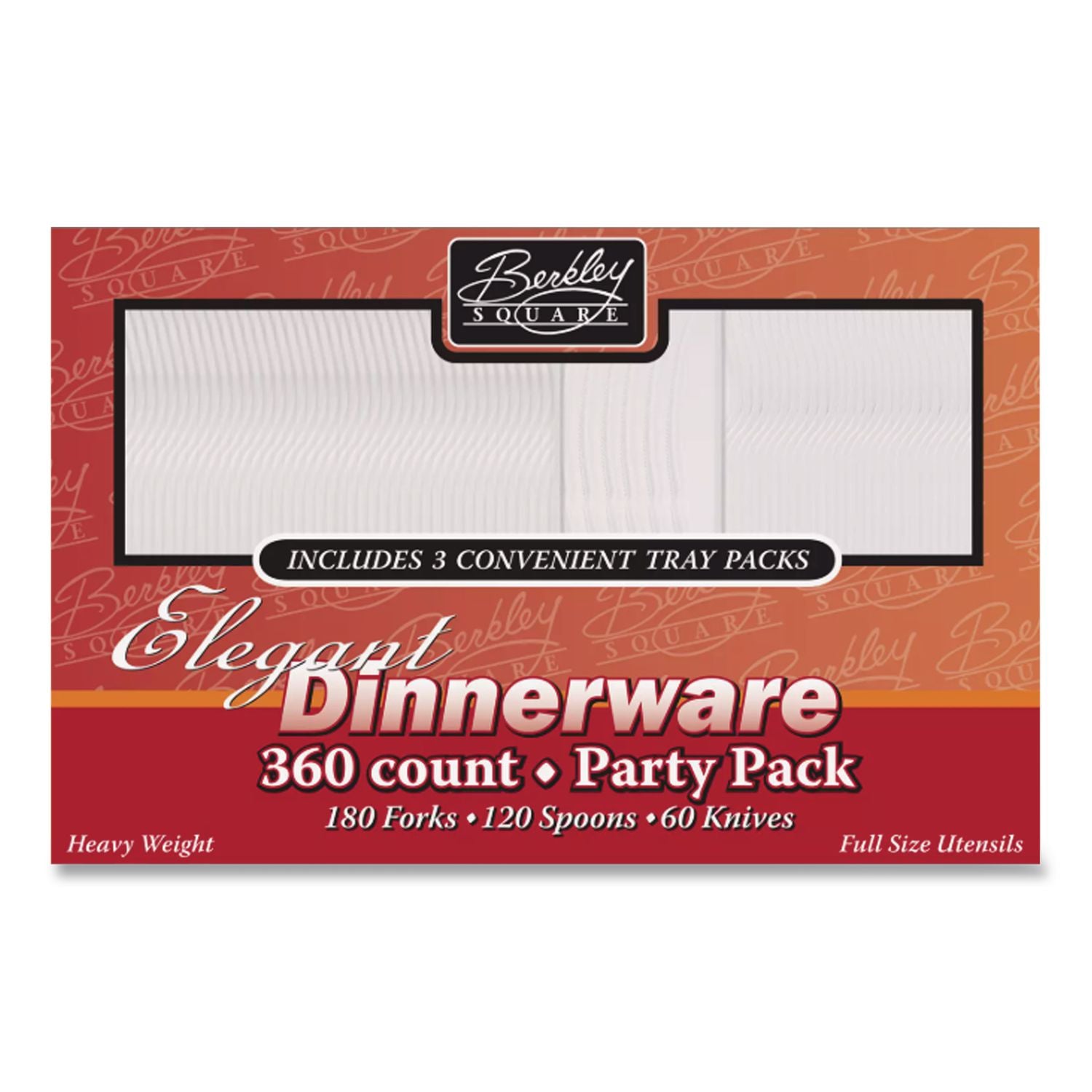 Heavyweight Party Pack, Forks, Knives, Spoons, Clear, 360/Pack