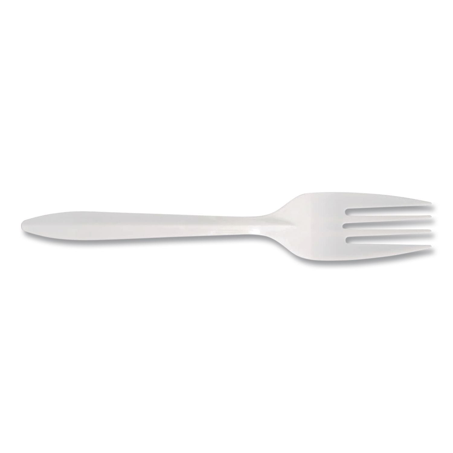 Mediumweight Polypropylene Cutlery, Fork, White, 1,000/Carton