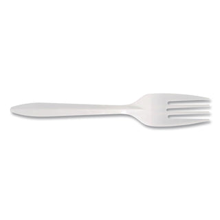 Mediumweight Polypropylene Cutlery, Fork, White, 1,000/Carton
