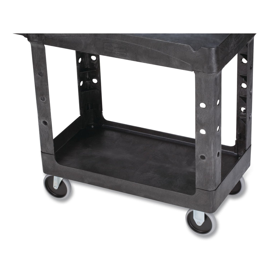 BRUTE Heavy-Duty Utility Cart with Lipped Shelves, Plastic, 2 Shelves, 500 lb Capacity, 17.13" x 38.5" x 38.88", Black