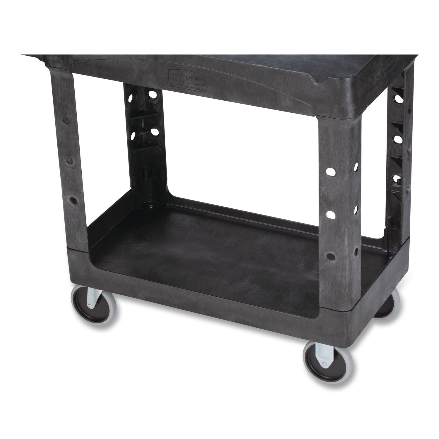 BRUTE Heavy-Duty Utility Cart with Lipped Shelves, Plastic, 2 Shelves, 500 lb Capacity, 17.13" x 38.5" x 38.88", Black