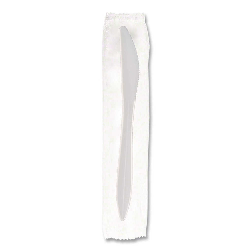 Elegant Dinnerware Heavyweight Cutlery Assortment, Individually Wrapped, 120 Forks/80 Spoons/40 Knives, White, 240/Box
