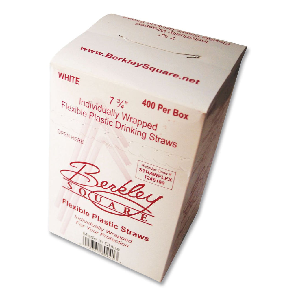 Individually Wrapped Straws, 7.75", Polypropylene, White, 400/Box