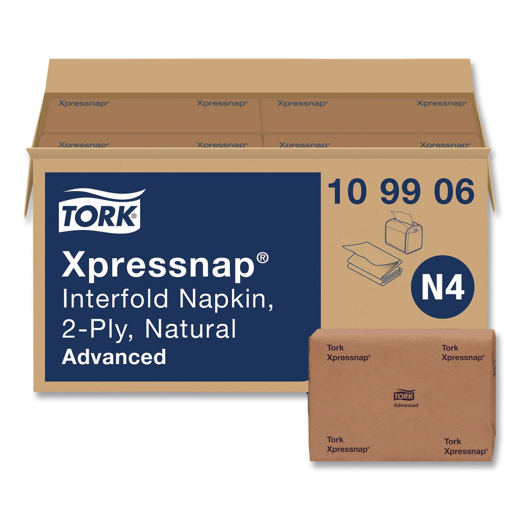 Xpressnap Interfold Dispenser Napkins, 2-Ply, 6.5 x 8.5, Natural, 500/Pack, 12 Packs/Carton