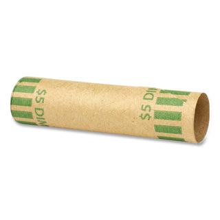 Gunshell Crimped-End Coin Wrapper, Dimes, $5.00, Kraft/Green, 1,000/Carton