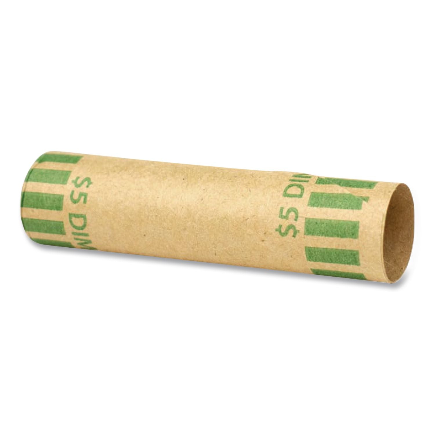 Gunshell Crimped-End Coin Wrapper, Dimes, $5.00, Kraft/Green, 1,000/Carton