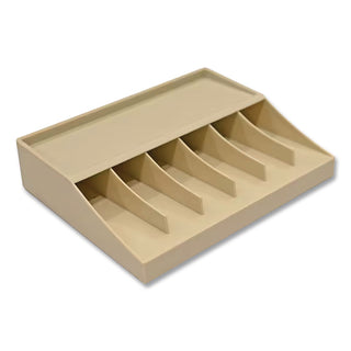 Coin Wrapper and Bill Strap Single-Tier Rack, 6 Compartments, 10 x 8.5 x 3, Steel, Pebble Beige