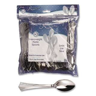 Reflections Heavyweight Plastic Utensils, Spoon, Silver, 6.25", 40/Pack, 8 Packs/Carton