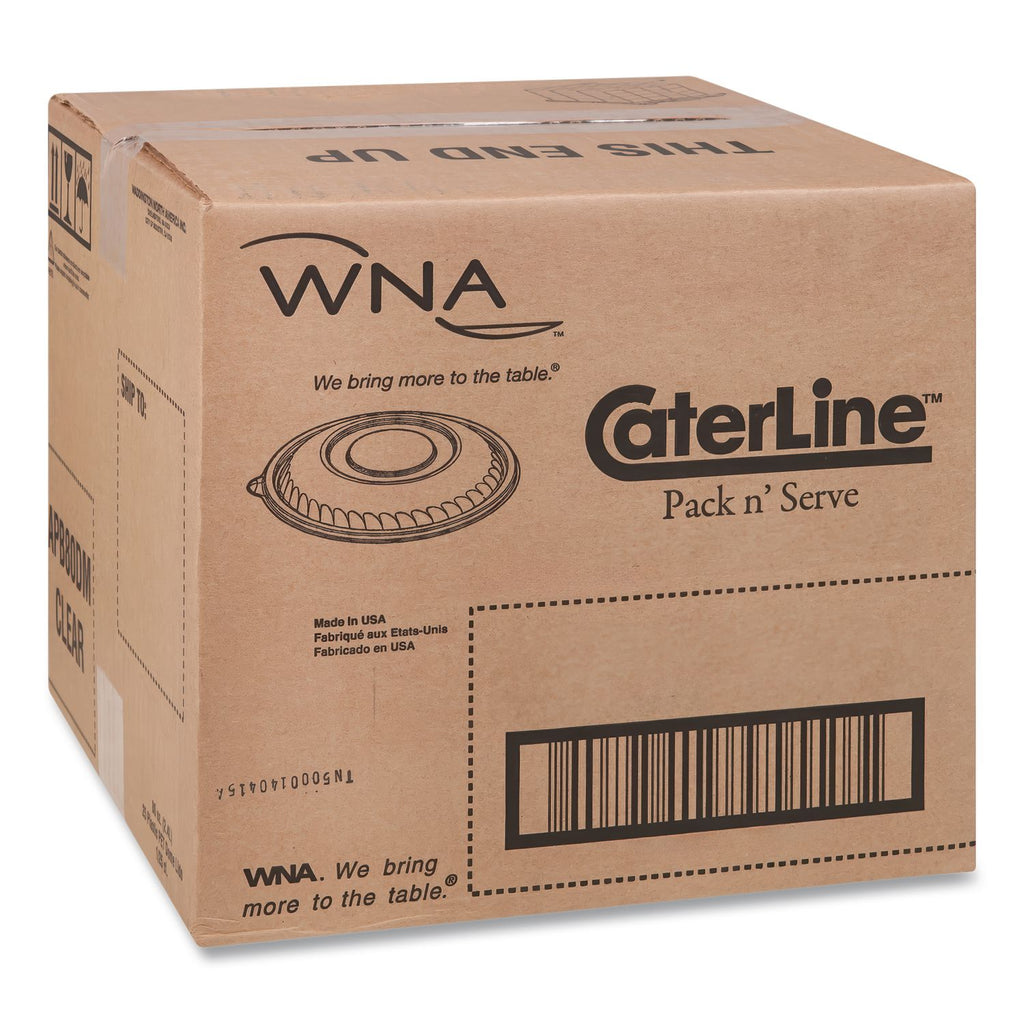 Caterline Pack n' Serve Plastic Lids, Dome Lid, 12" Diameter x 1.5"h, Clear, 25/Carton