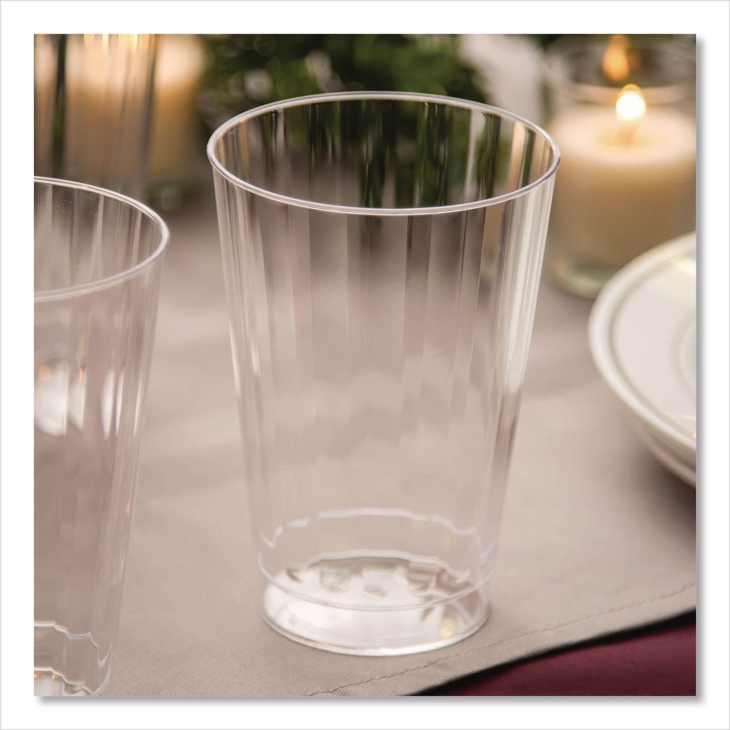 Classic Crystal Plastic Tumblers, 12 oz, Clear, Fluted, Tall, 20 Pack, 12 Packs/Carton