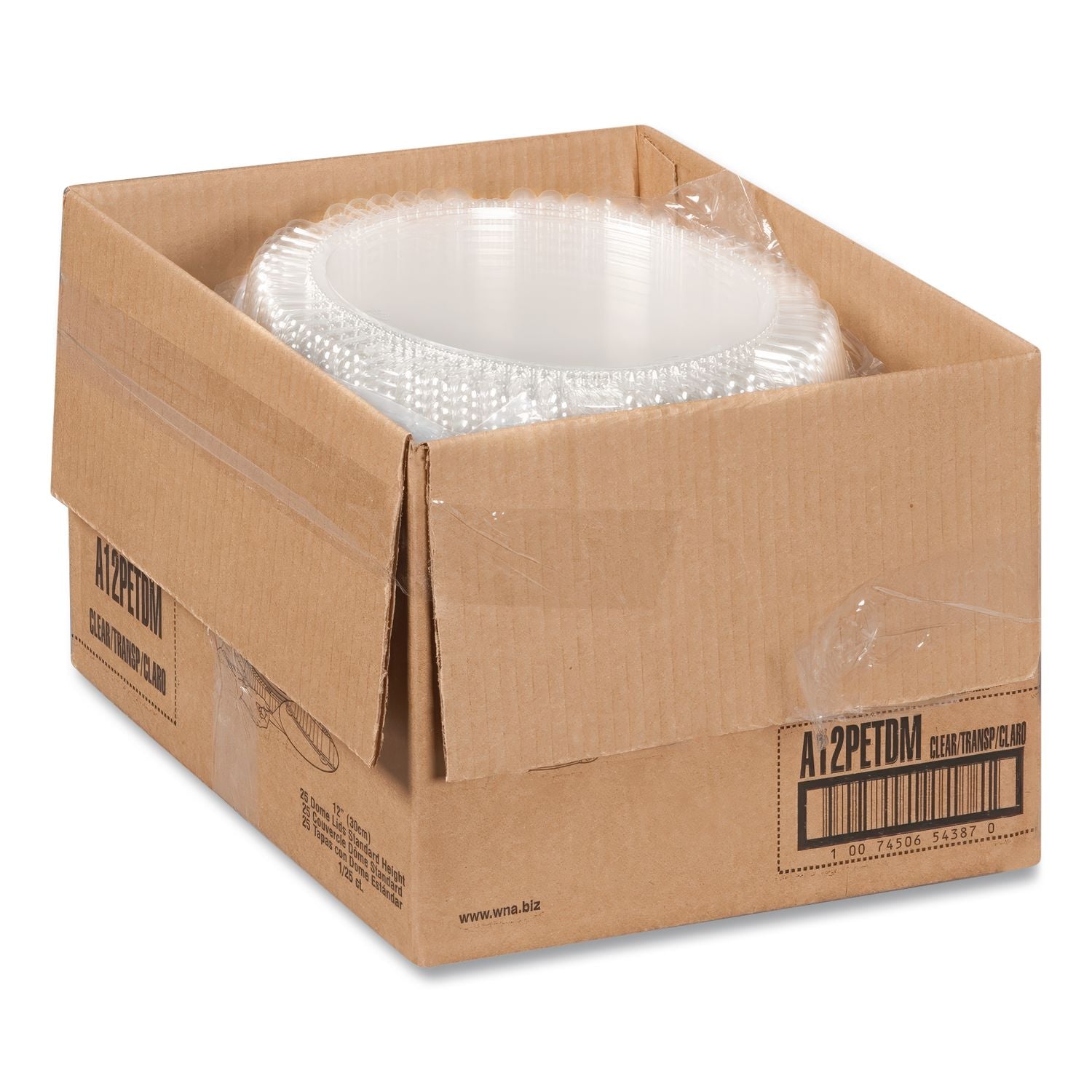 Caterline Dome Lids, 12" Diameter x 275"h, Clear, Plastic, 25/Carton