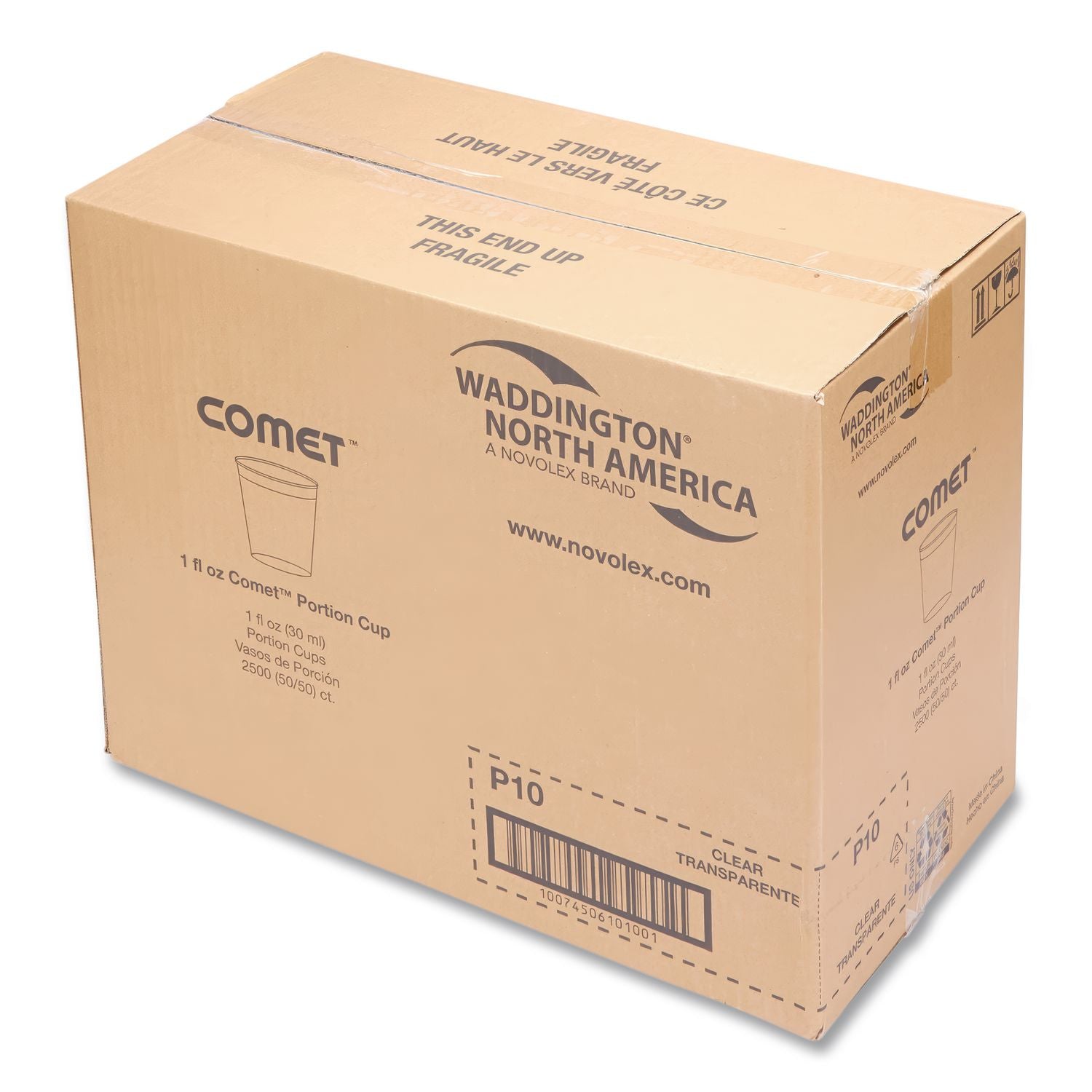 Comet Plastic Portion/Shot Glass, 1 oz, Clear, 50/Pack, 50 Packs/Carton