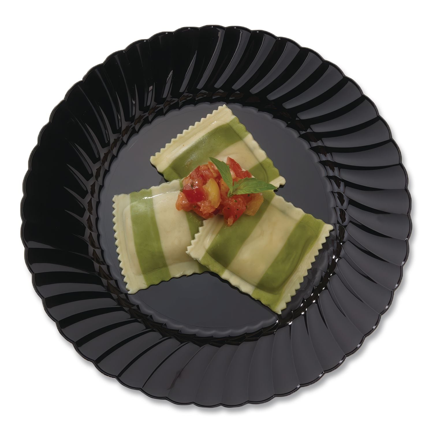 Classicware Plastic Plates, 6" dia, Black, 10/Pack, 18 Packs/Carton