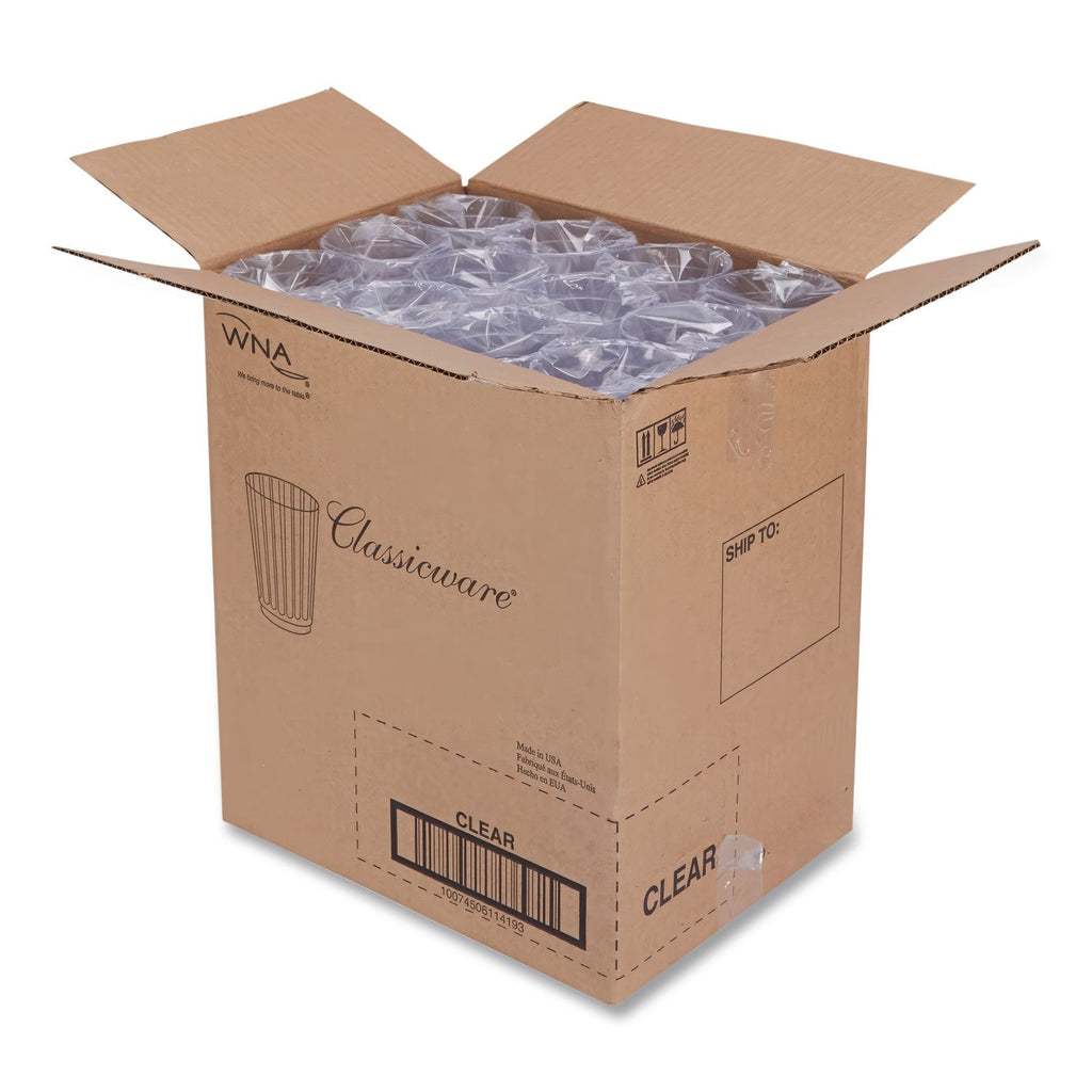 Classic Crystal Plastic Tumblers, 10 oz, Clear, Fluted, Tall, 20/Pack, 12 Packs/Carton