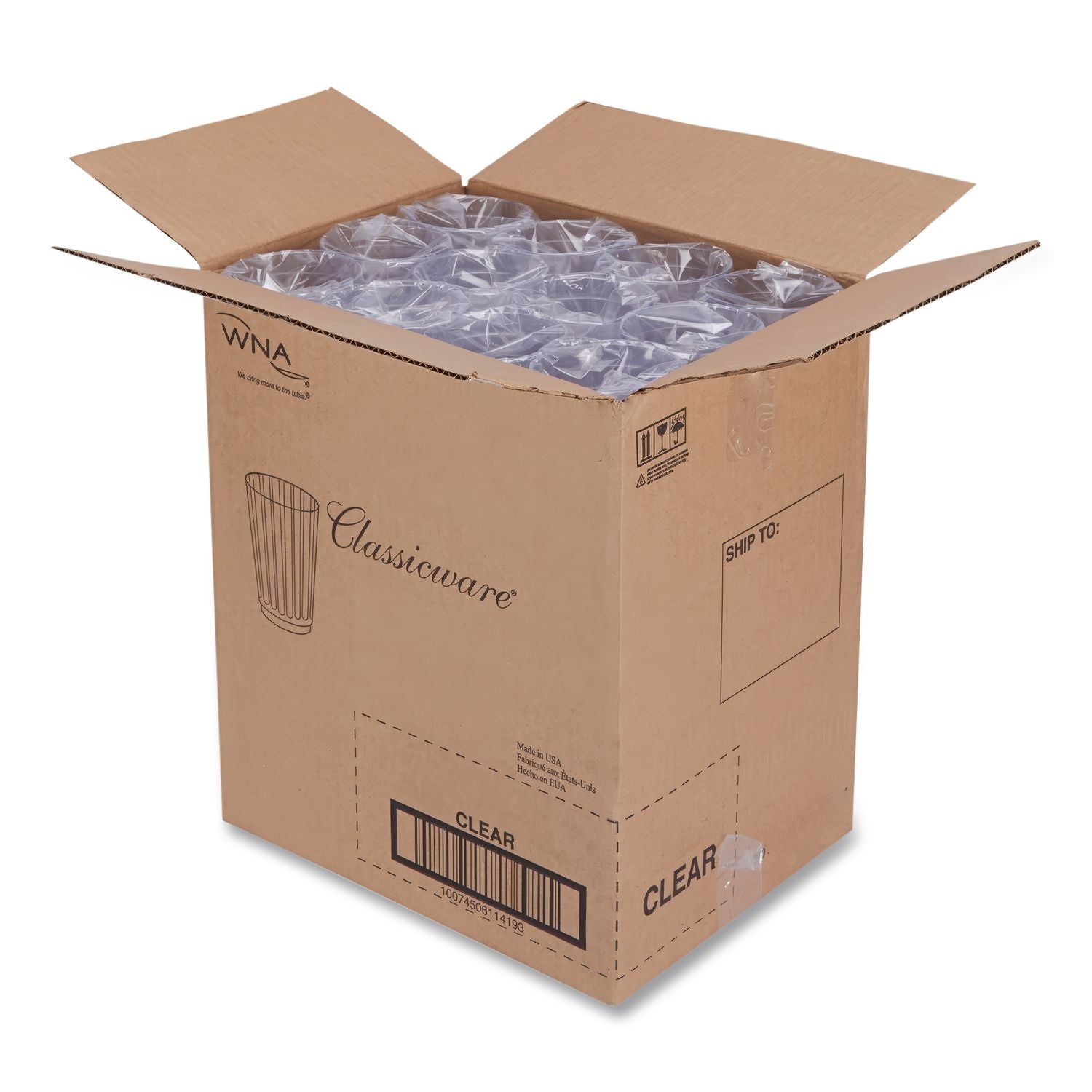 Classic Crystal Plastic Tumblers, 10 oz, Clear, Fluted, Tall, 20/Pack, 12 Packs/Carton