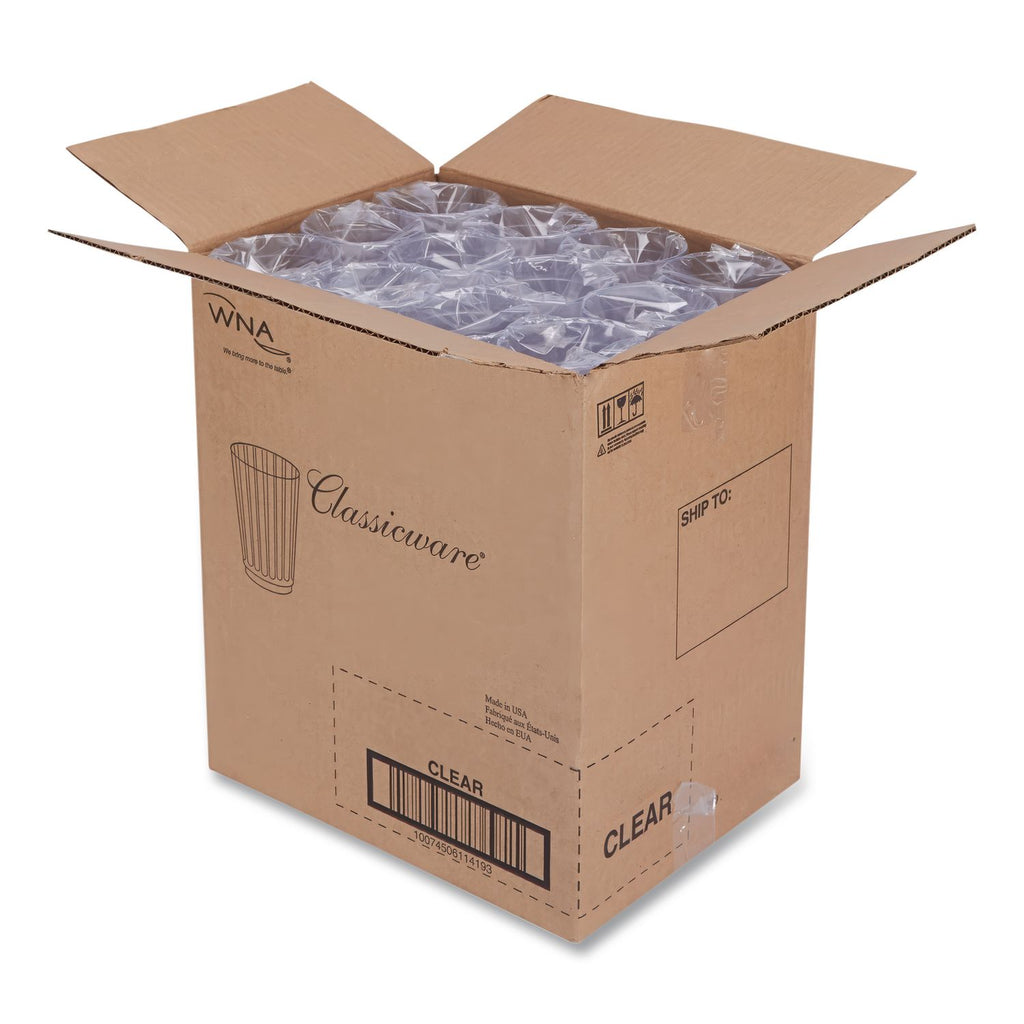 Classic Crystal Plastic Tumblers, 12 oz, Clear, Fluted, Tall, 20 Pack, 12 Packs/Carton