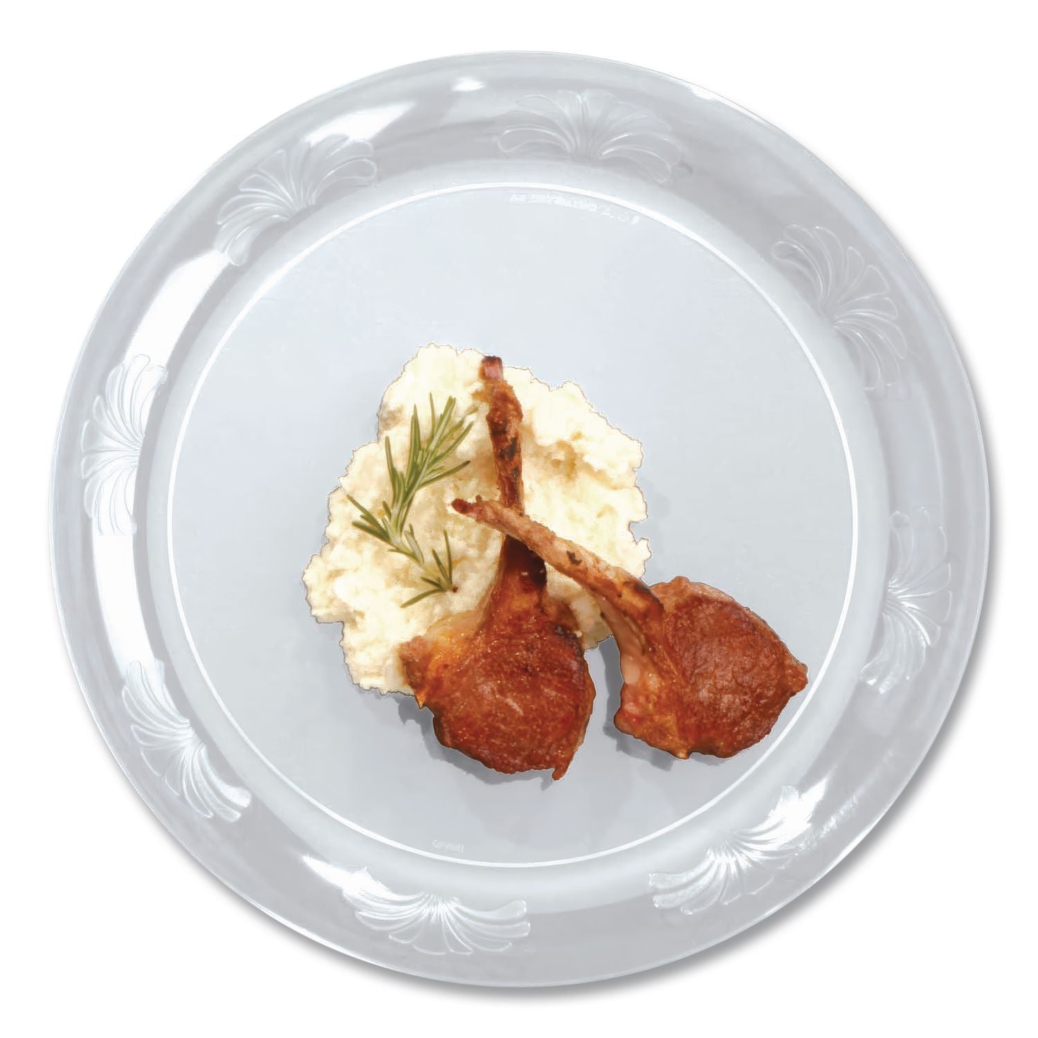 Designerware Plastic Plates, 9" dia, Clear, 10 Pack, 18 Packs/Carton