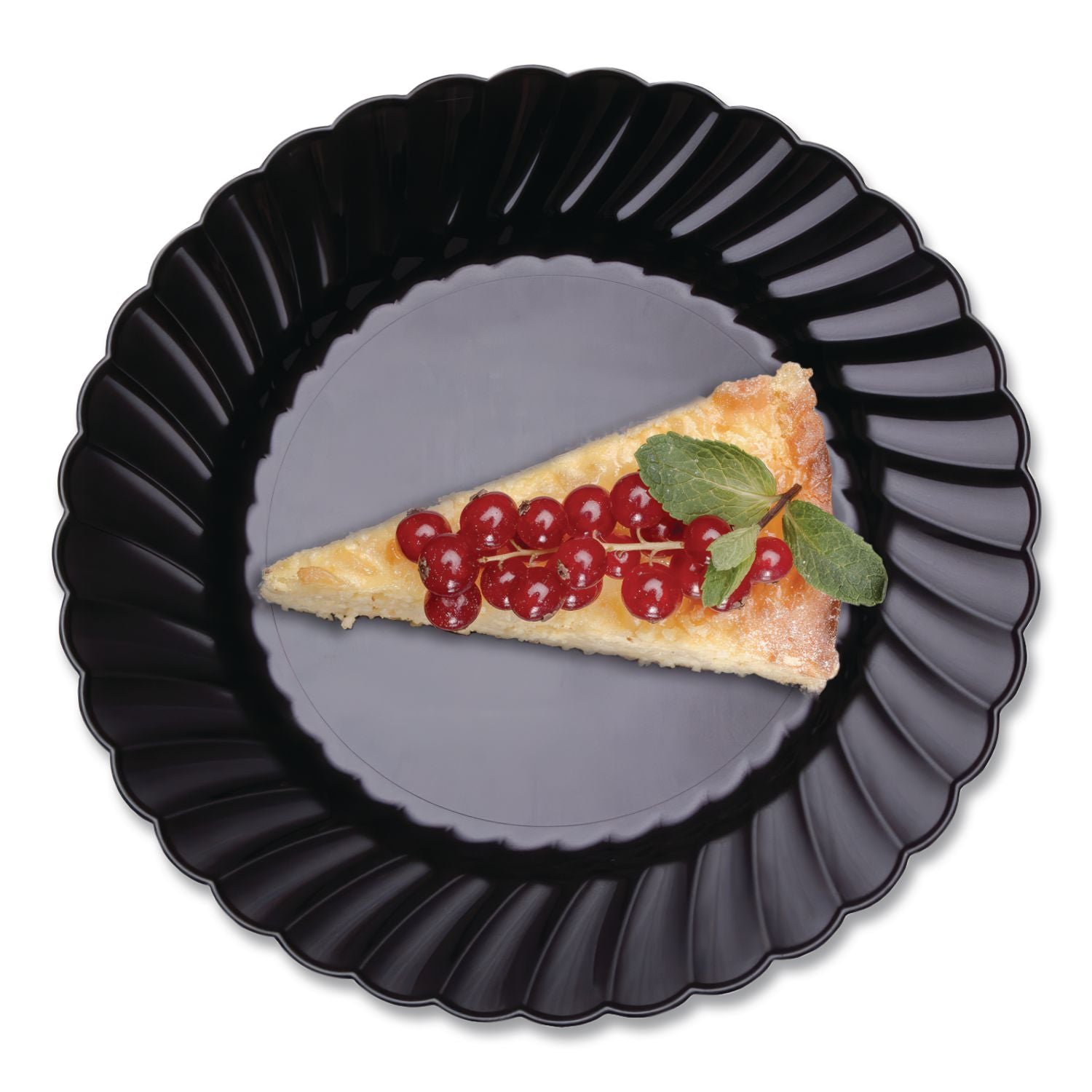 Classicware Plastic Plates, 6" dia, Black, 10/Pack, 18 Packs/Carton