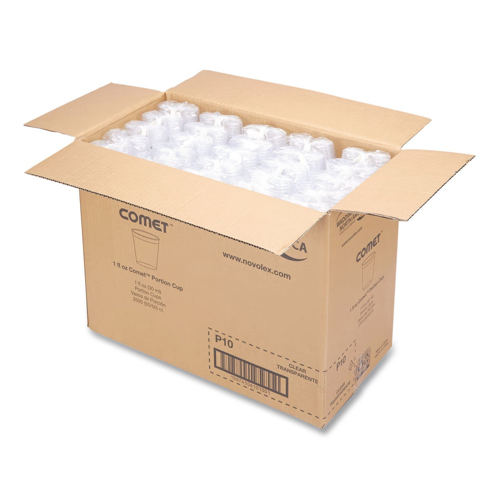 Comet Plastic Portion/Shot Glass, 1 oz, Clear, 50/Pack, 50 Packs/Carton