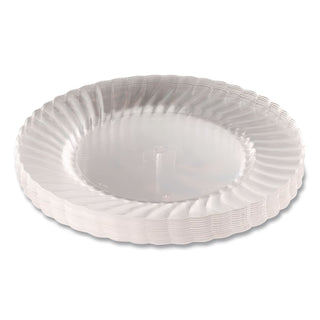 Classicware Plastic Plates, 6" dia, Clear, 12/Pack, 15 Packs/Carton