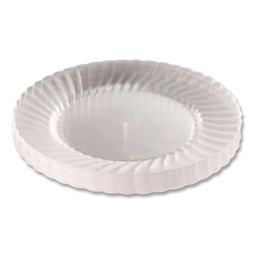 Classicware Plates, Plastic, 10.25" dia, Clear, 12/Bag, 12 Bags/Carton