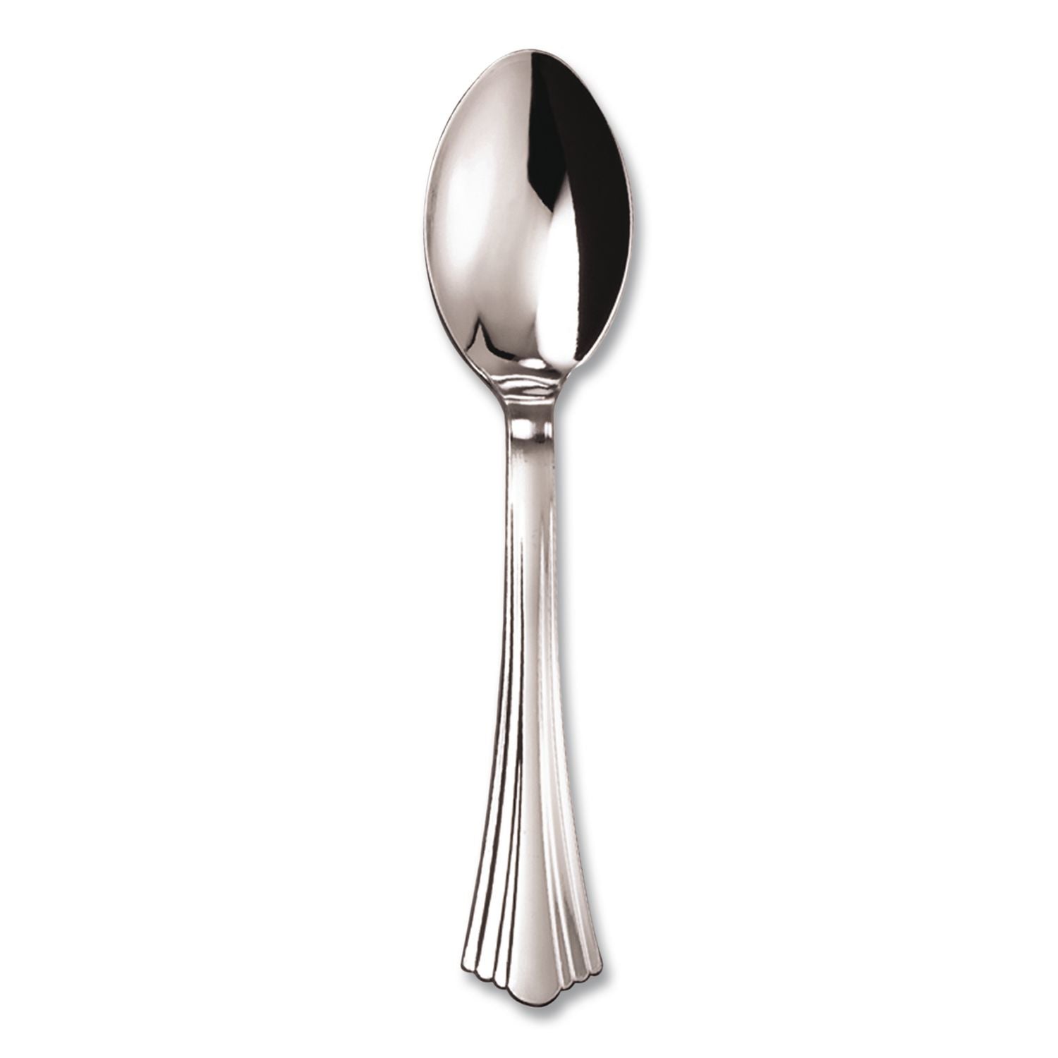 Reflections Heavyweight Plastic Utensils, Spoon, Silver, 6 1/4", 40/Pack