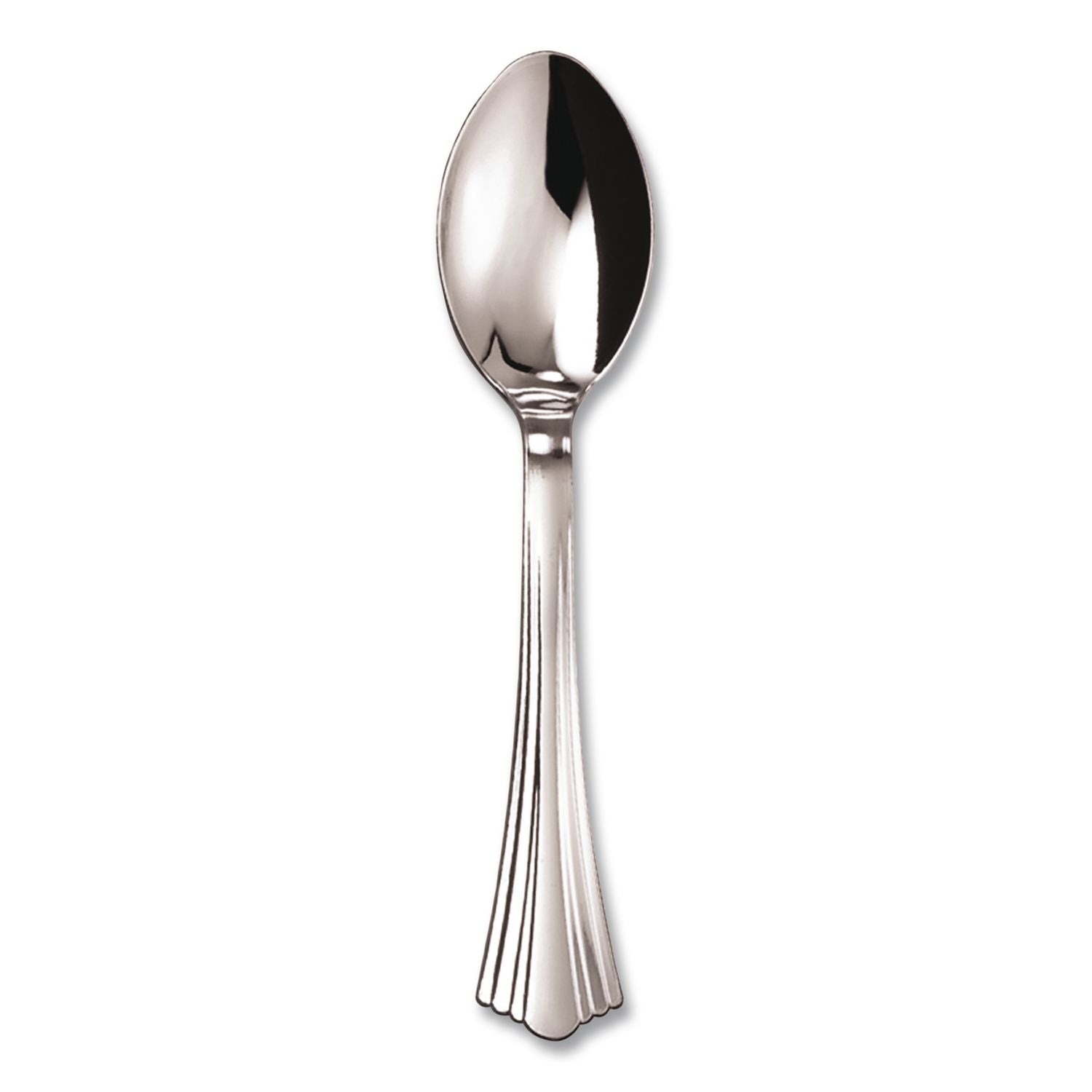 Reflections Heavyweight Plastic Utensils, Spoon, Silver, 6.25", 40/Pack, 8 Packs/Carton