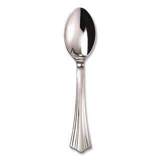 Reflections Heavyweight Plastic Utensils, Spoon, Silver, 6.25", 40/Pack, 8 Packs/Carton