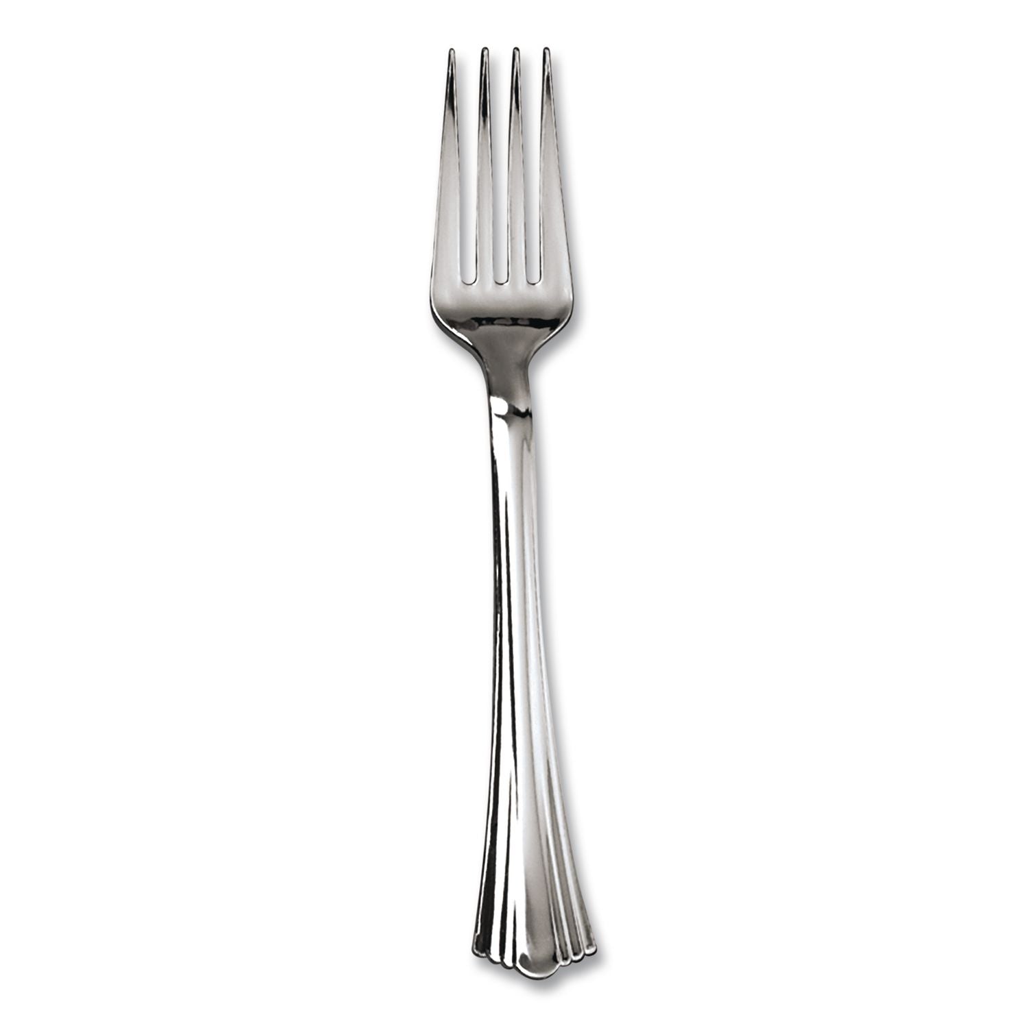 Reflections Heavyweight Plastic Utensils, Fork, Silver, 7", 40/pack