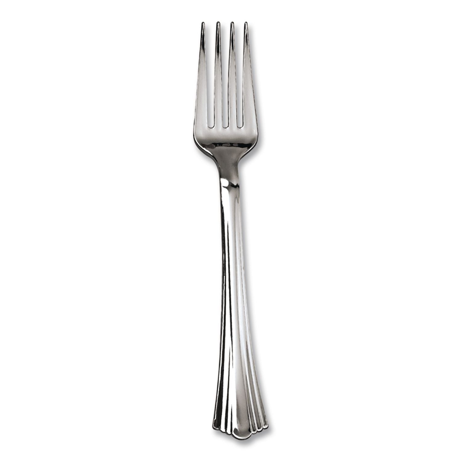 Reflections Heavyweight Plastic Utensils, Fork, Silver, 7", 40/Pack, 8 Packs/Carton