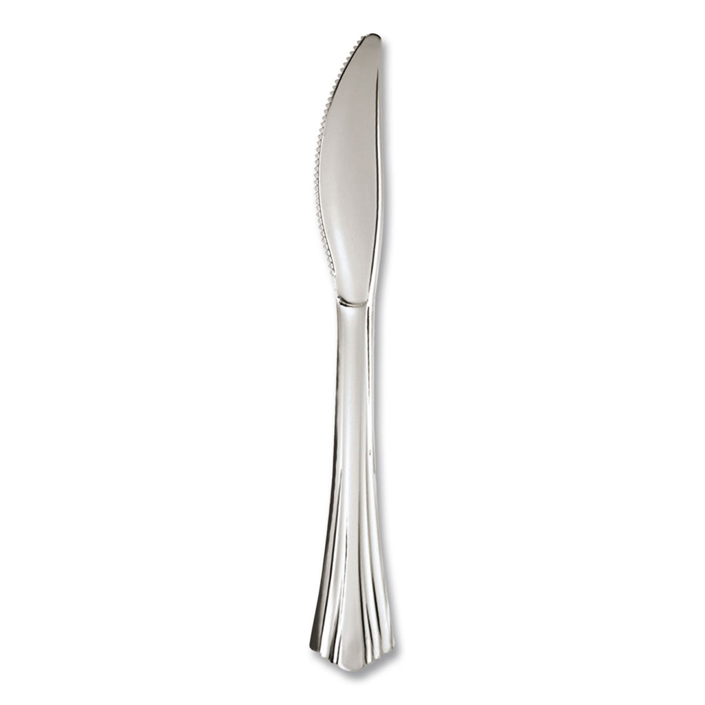 Reflections Heavyweight Plastic Utensils, Knife, Silver, 7 1/2", 40/Pack