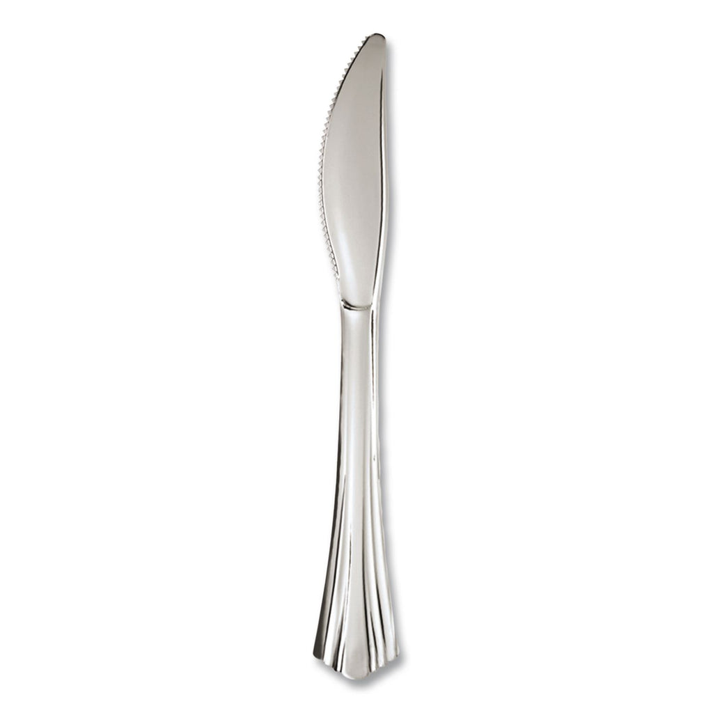 Reflections Heavyweight Plastic Utensils, Knife, Silver, 7 1/2", 40/Pack