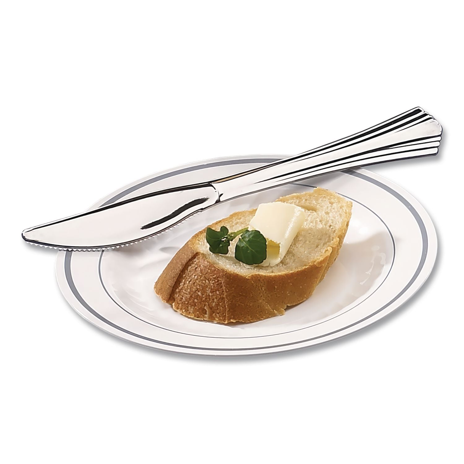 Heavyweight Plastic Knives, Silver, 7 1/2", Reflections Design, 600/Carton