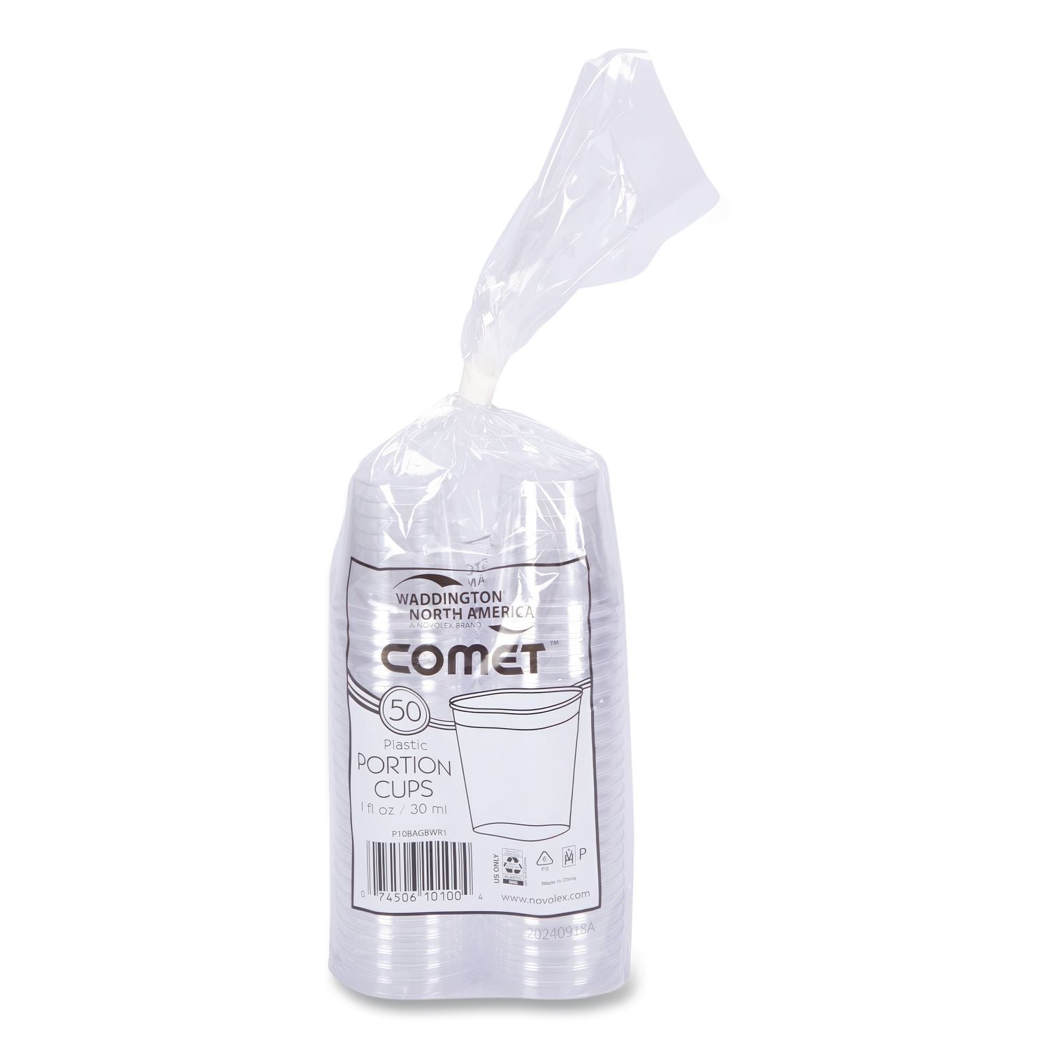 Comet Plastic Portion/Shot Glass, 1 oz, Clear, 50/Pack, 50 Packs/Carton