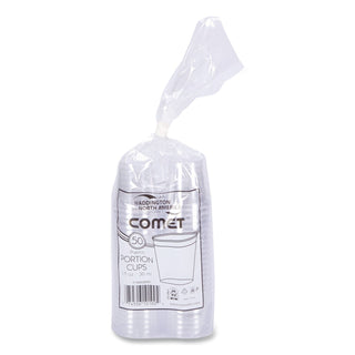 Comet Plastic Portion/Shot Glass, 1 oz, Clear, 50/Pack, 50 Packs/Carton